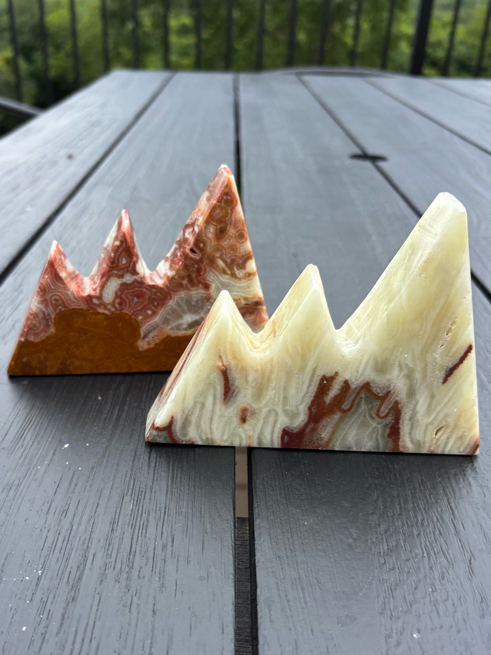 2 Polished Agate Onyx Crystal Stone Mountains Points Gorgeous Energy
